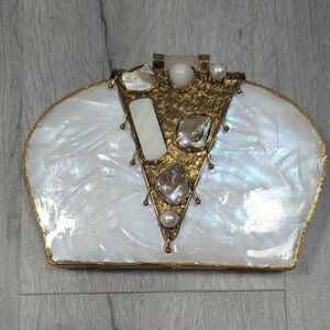 Gold and White Dome Clutch with Vintage Metalwork